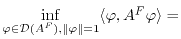 $ \displaystyle\inf_{\varphi\in\mathcal{D}(A^F),\Vert\varphi\Vert=1}\langle\varphi,A^F\varphi\rangle=$